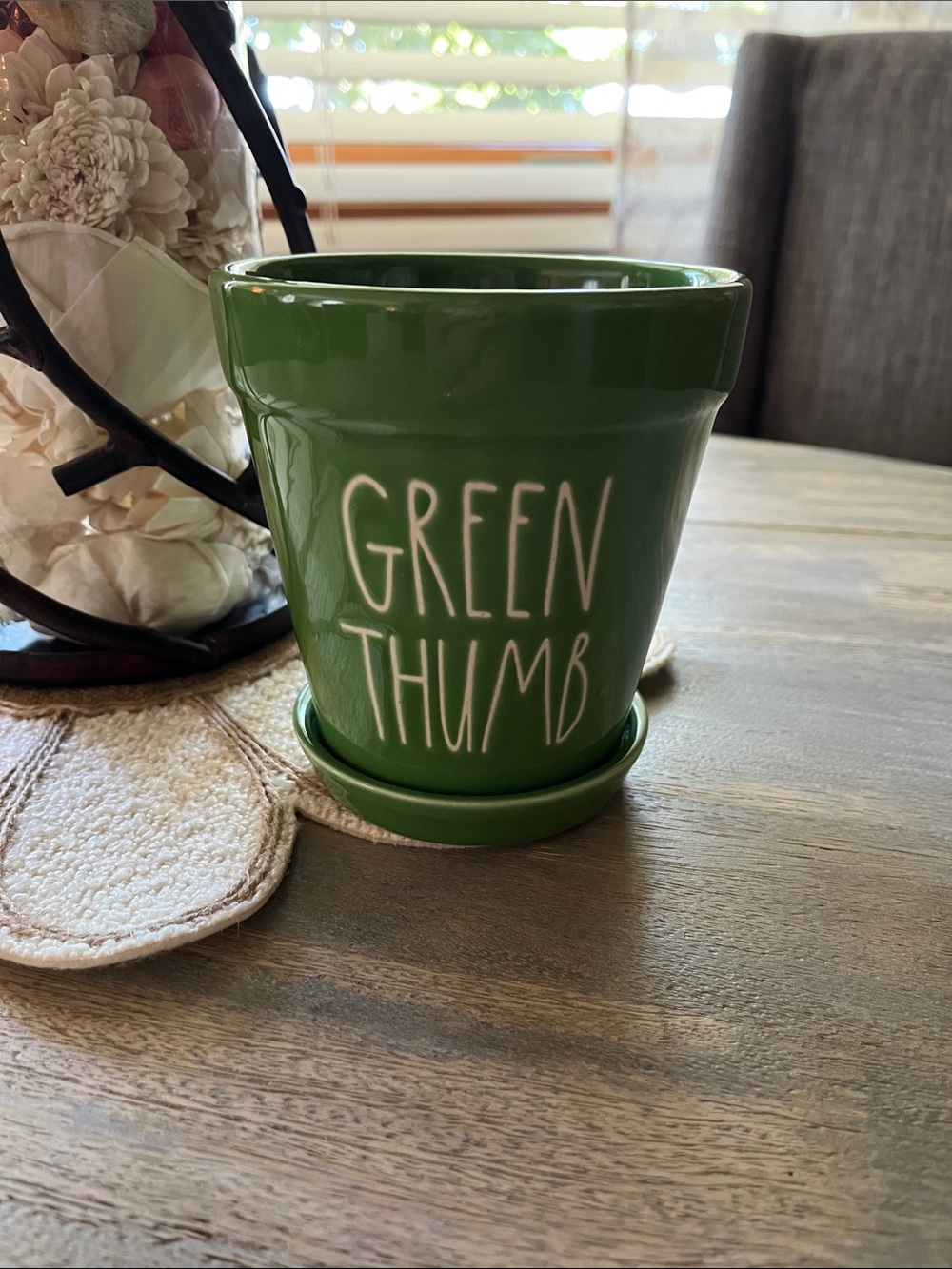 Rae Dunn Green Thumb Ceramic Plant Pot